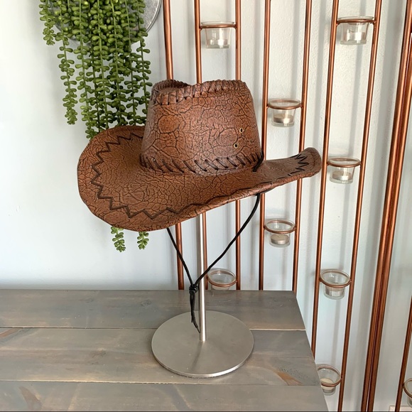 Other - Brown Leather Cowboy Hat